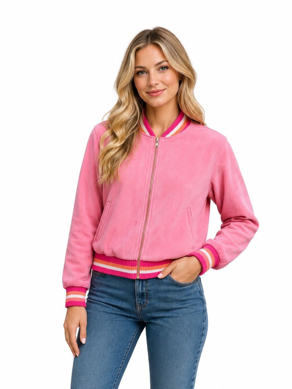 St. John Sport Vintage Y2K Style Zip Up Pink Track Jacket Sz XL *READ*